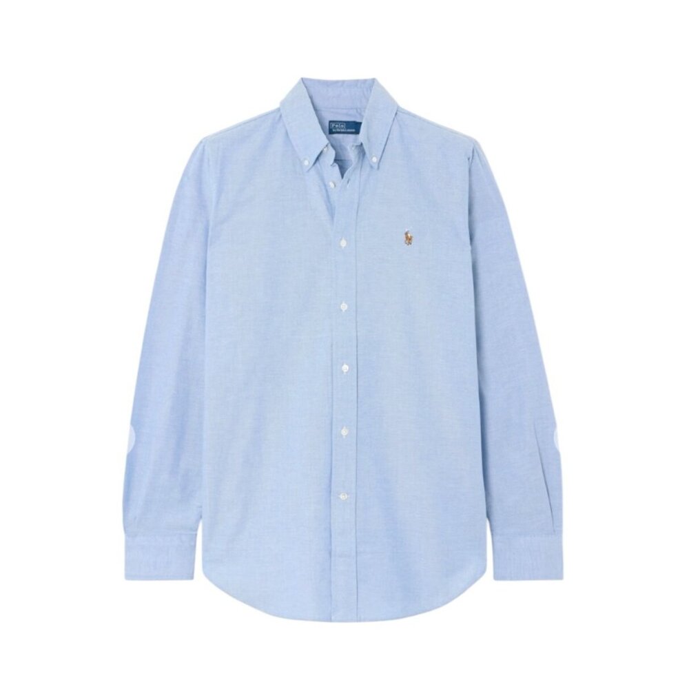 Ralph Lauren Light Blue Cotton Oxford Button Down With Jockey Logo
